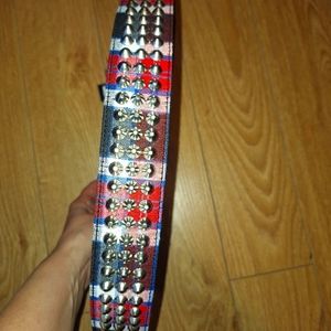 NWT punk rock studded plaid belt